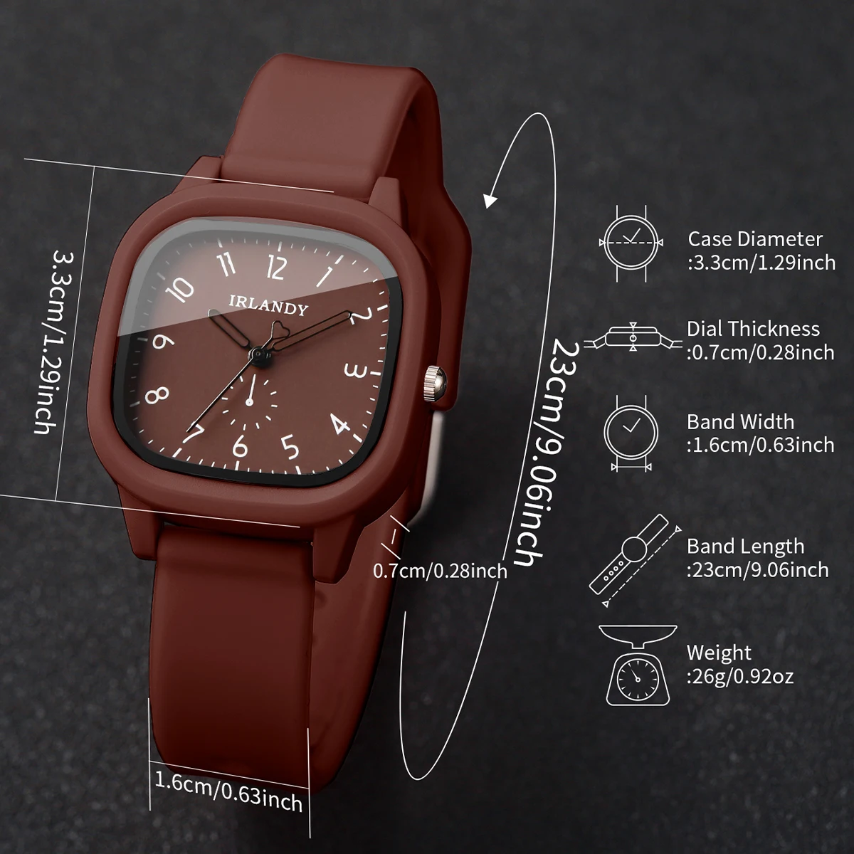 Conjunto 2 Peças Relógio Feminino Quadrado Quartz com Pulseira de Silicone + Pulseira Coração - Sem Caixa - Imagem 4