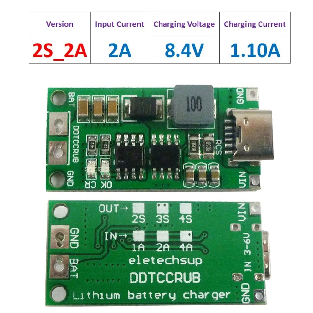 Type C BMS 2S 3S 4S 1A 2A 4A 18650 Lithium Battery Charger Board USB C Step-up Boost Module For Li-Po Polymer Power Bank - Imagem 24