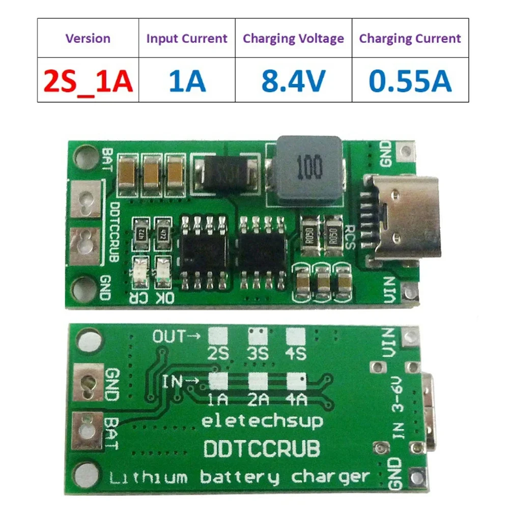 Type C BMS 2S 3S 4S 1A 2A 4A 18650 Lithium Battery Charger Board USB C Step-up Boost Module For Li-Po Polymer Power Bank - Imagem 18