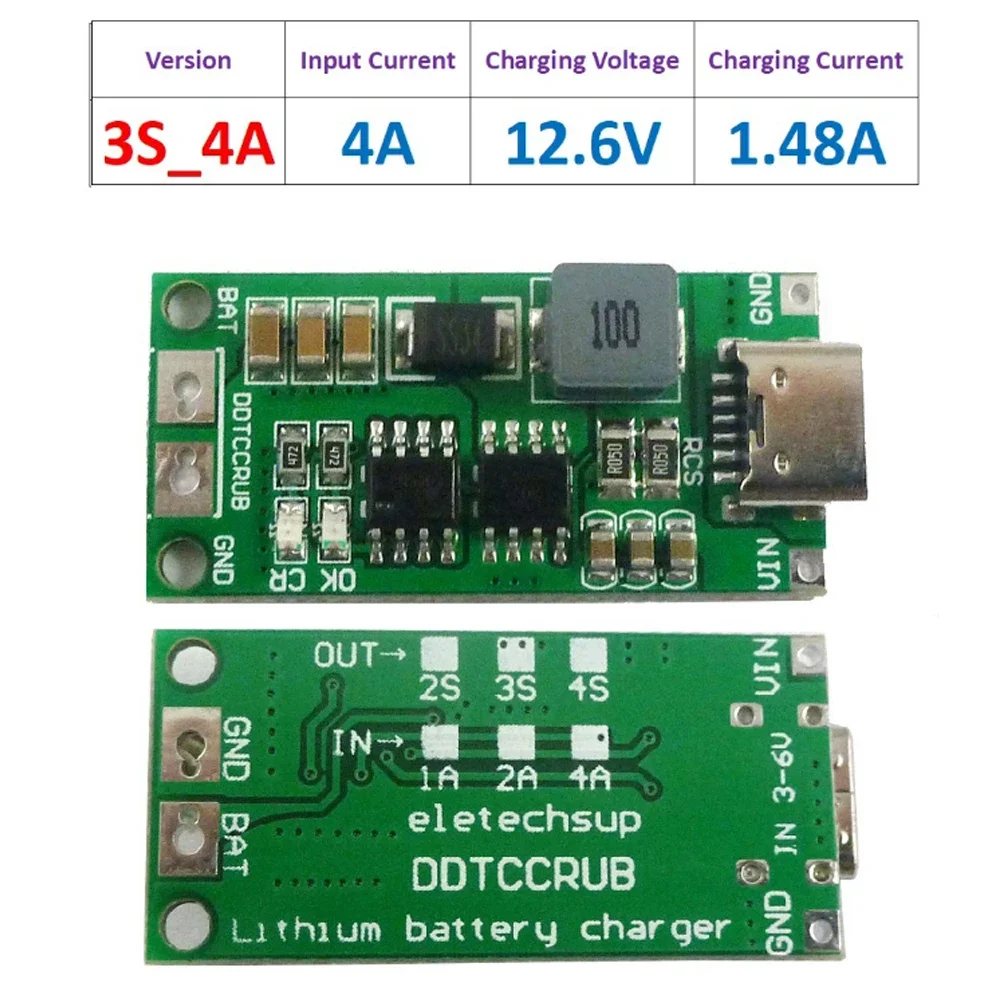Type C BMS 2S 3S 4S 1A 2A 4A 18650 Lithium Battery Charger Board USB C Step-up Boost Module For Li-Po Polymer Power Bank - Imagem 25