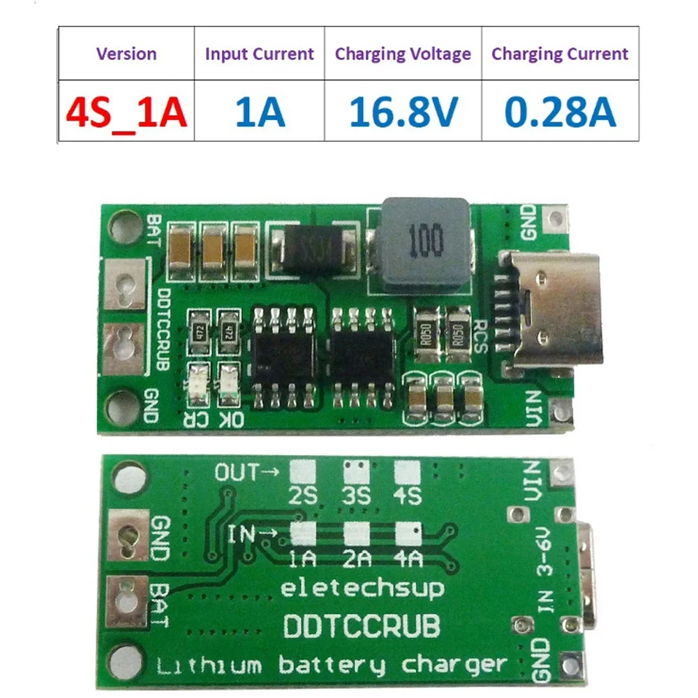 Type C BMS 2S 3S 4S 1A 2A 4A 18650 Lithium Battery Charger Board USB C Step-up Boost Module For Li-Po Polymer Power Bank - Imagem 11