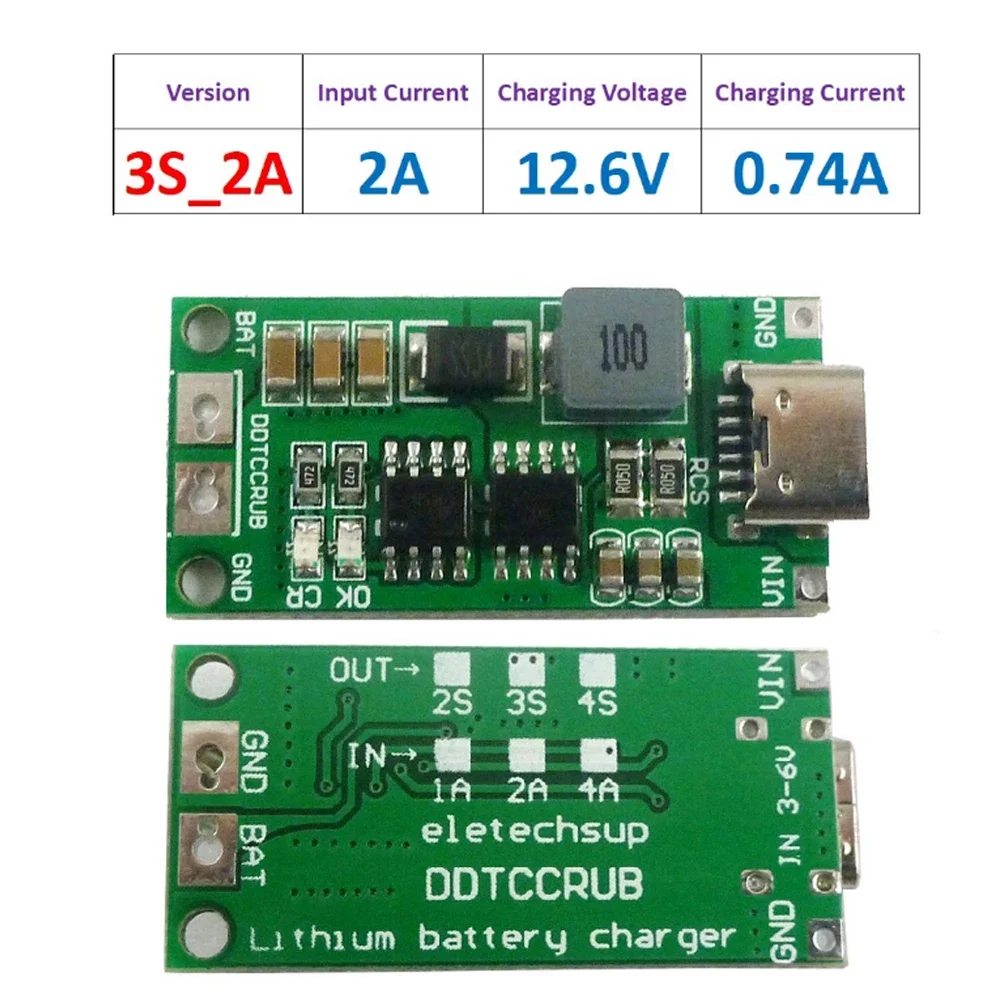 Type C BMS 2S 3S 4S 1A 2A 4A 18650 Lithium Battery Charger Board USB C Step-up Boost Module For Li-Po Polymer Power Bank - Imagem 23