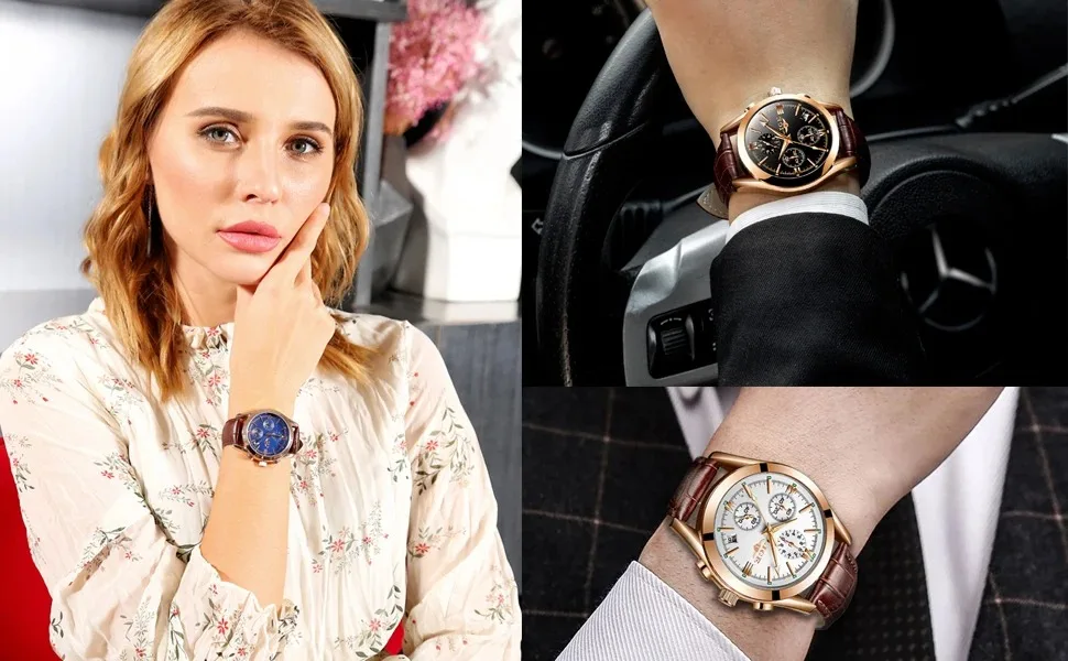 Relógio LIGE Esportivo Masculino – Pulseira de Couro Original – Relógio Quartz para Negócios e Moda – Cronógrafo à Prova d'Água - Imagem 23