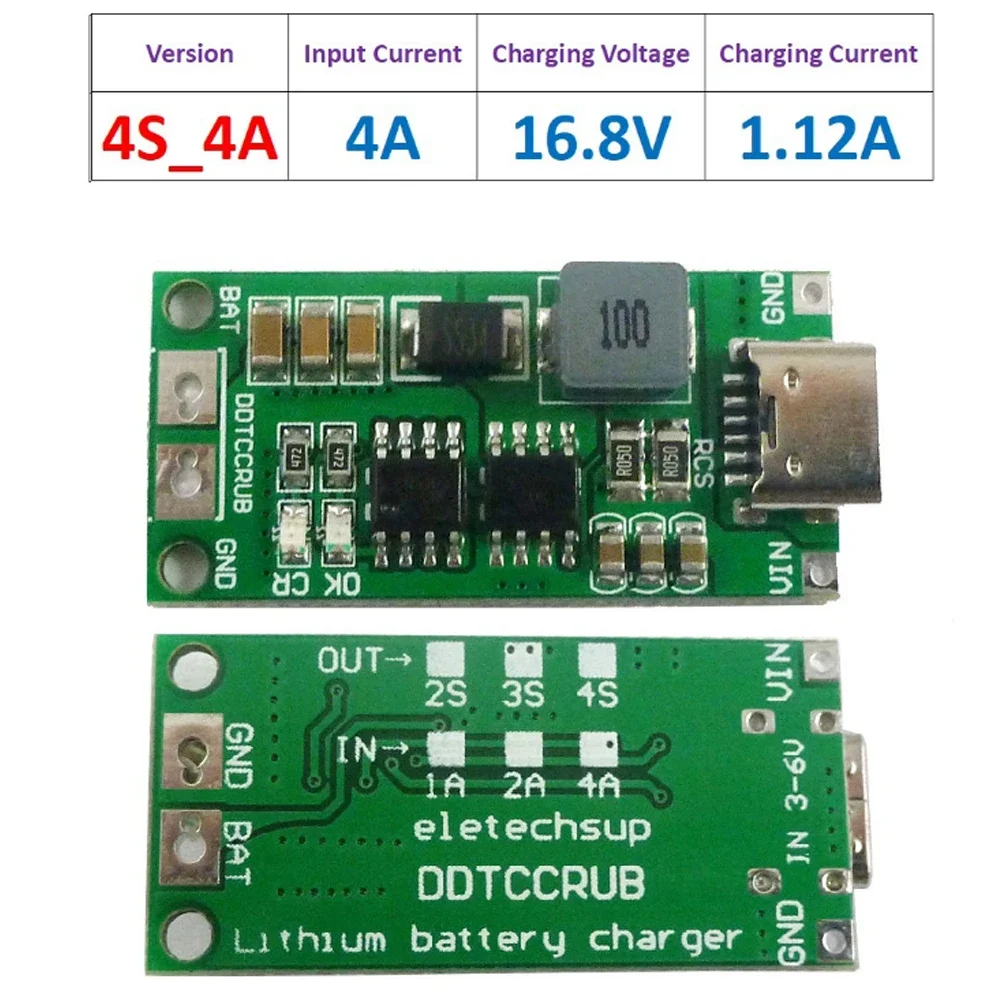 Type C BMS 2S 3S 4S 1A 2A 4A 18650 Lithium Battery Charger Board USB C Step-up Boost Module For Li-Po Polymer Power Bank - Imagem 22