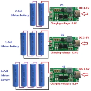 Type C BMS 2S 3S 4S 1A 2A 4A 18650 Lithium Battery Charger Board USB C Step-up Boost Module For Li-Po Polymer Power Bank