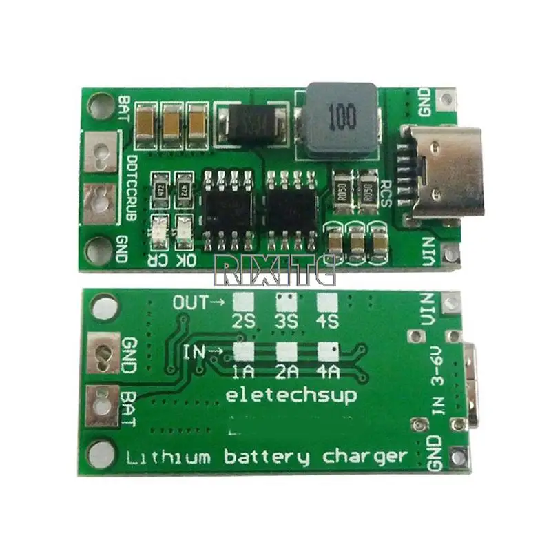 Type C BMS 2S 3S 4S 1A 2A 4A 18650 Lithium Battery Charger Board USB C Step-up Boost Module For Li-Po Polymer Power Bank - Imagem 10