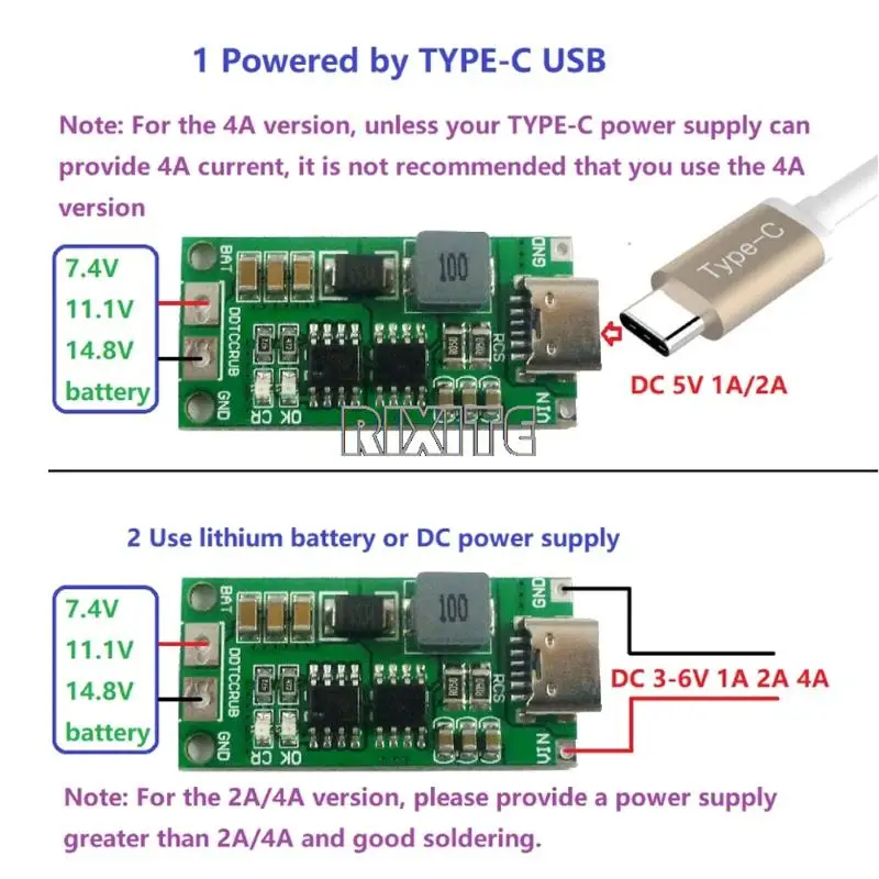 Type C BMS 2S 3S 4S 1A 2A 4A 18650 Lithium Battery Charger Board USB C Step-up Boost Module For Li-Po Polymer Power Bank - Imagem 9